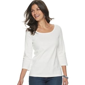 White Scoop Neck Shirt  Stretchy